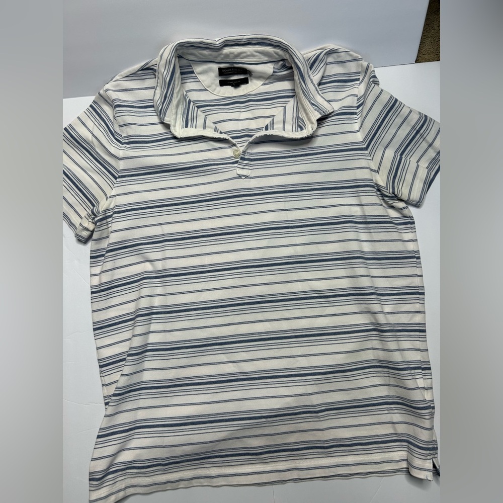 Banana Republic Navy and White Striped Polo